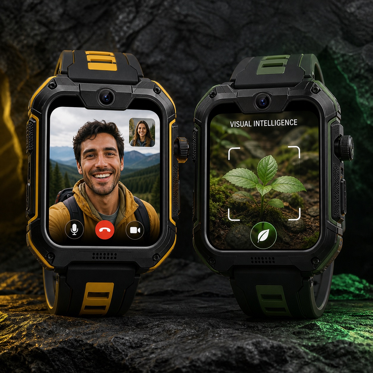 Apple Watch Rugged prediction showing a built-in camera, video call, and visual intelligence