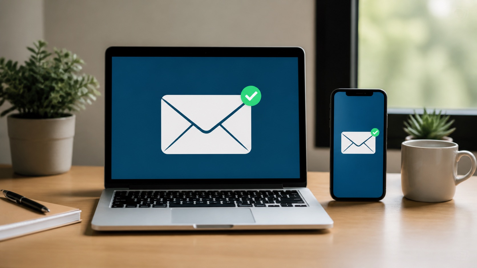 Phone and laptop illustrating email troubleshooting