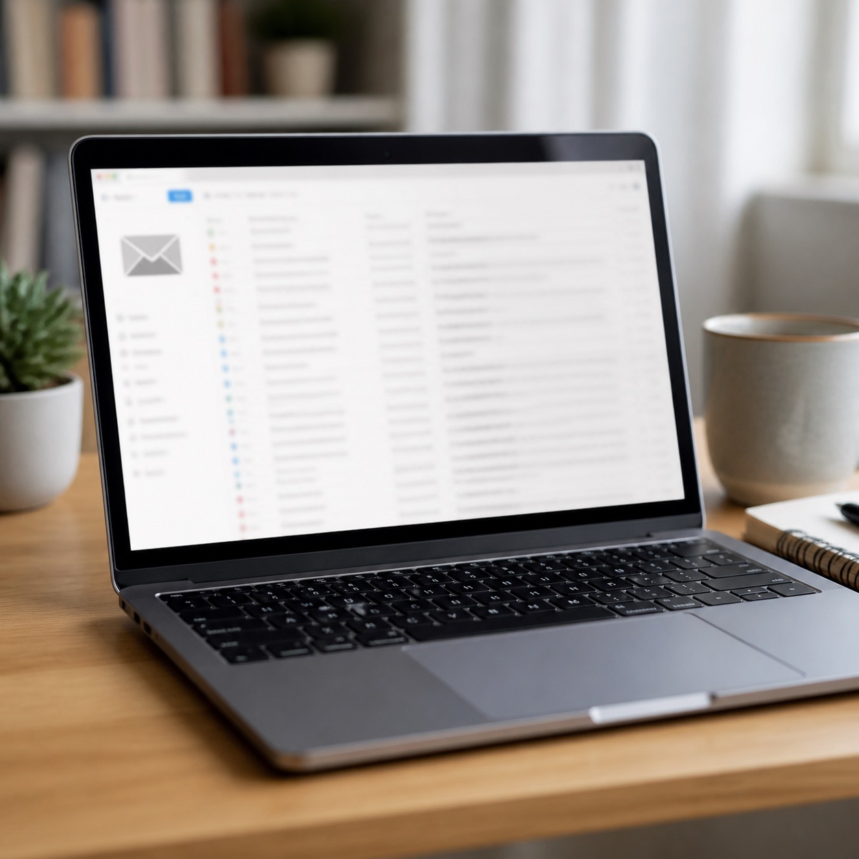 Laptop illustrating checking email in a web browser