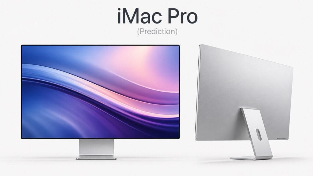 Concept of a slim 32-inch iMac Pro prediction with thin bezels