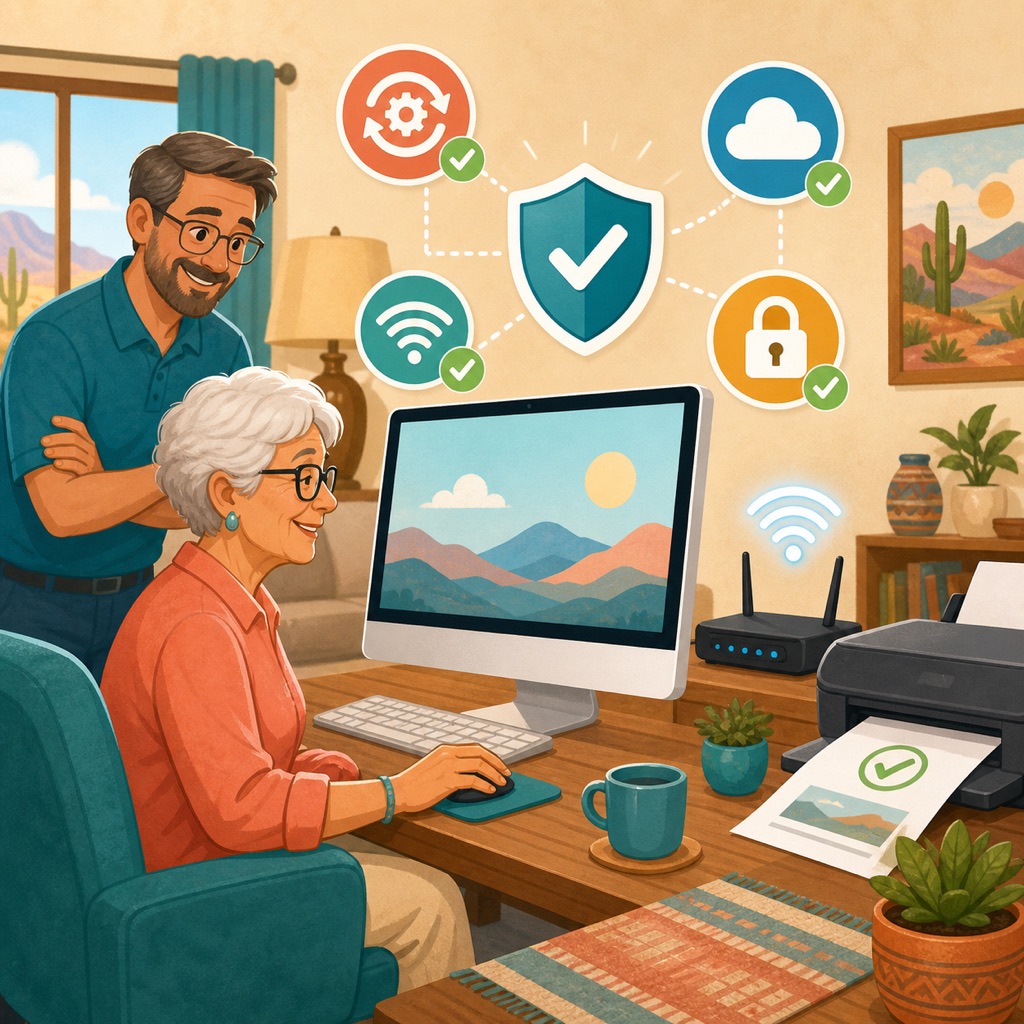 Updating and securing a new computer in an Apache Junction, Arizona home