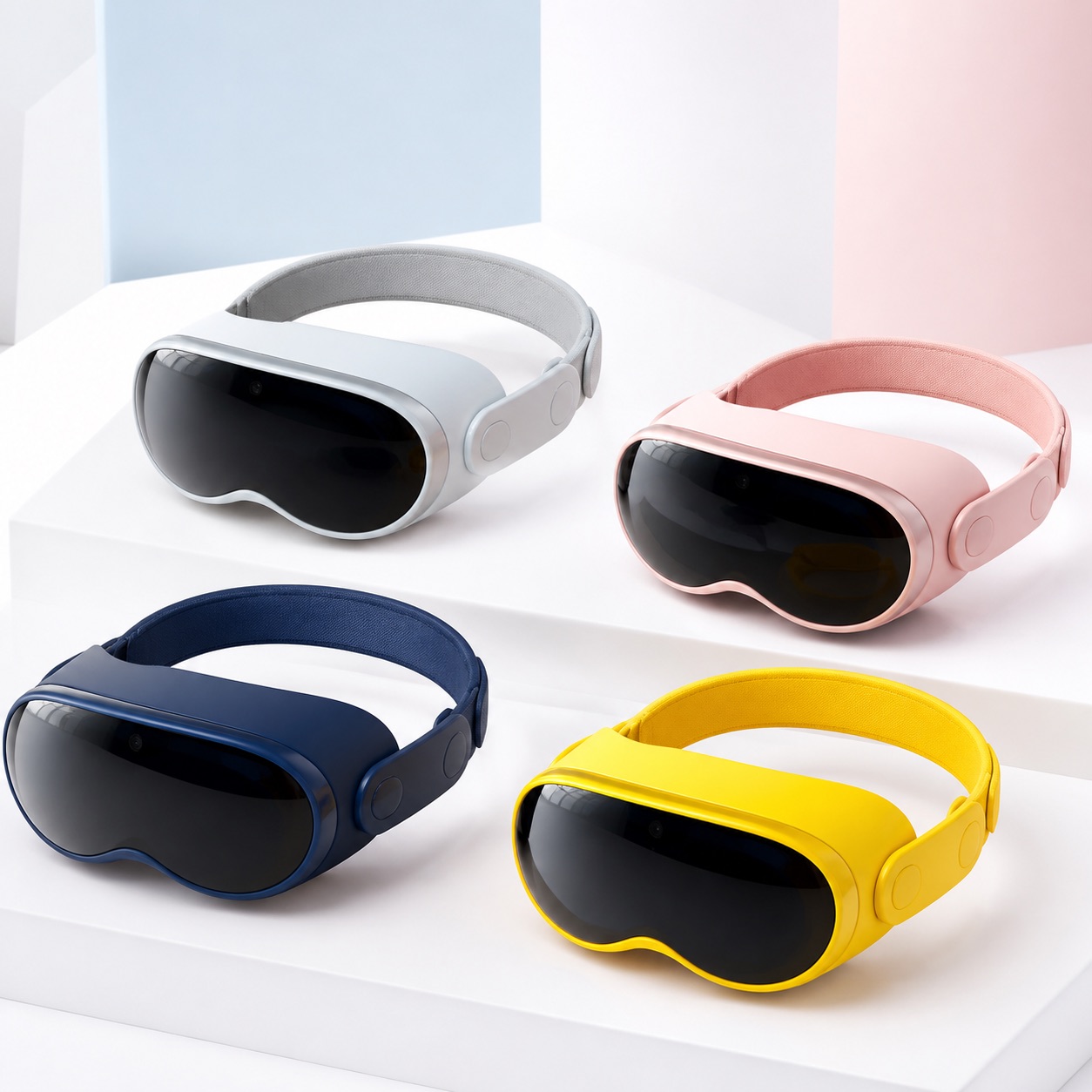 Vision Neo prediction shown in silver, blush, indigo, and true yellow