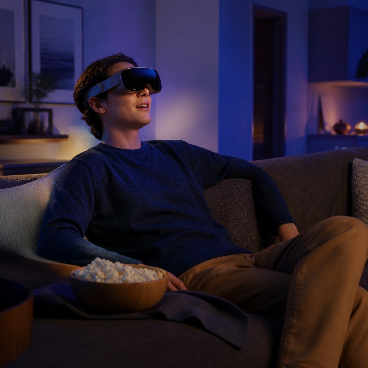 Student watching an immersive movie with a Vision Neo prediction headset