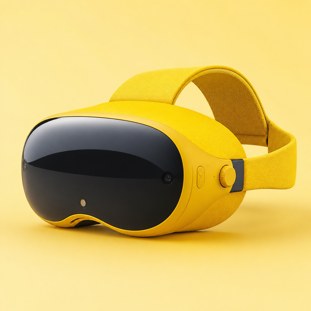 Bright yellow Vision Neo headset prediction concept