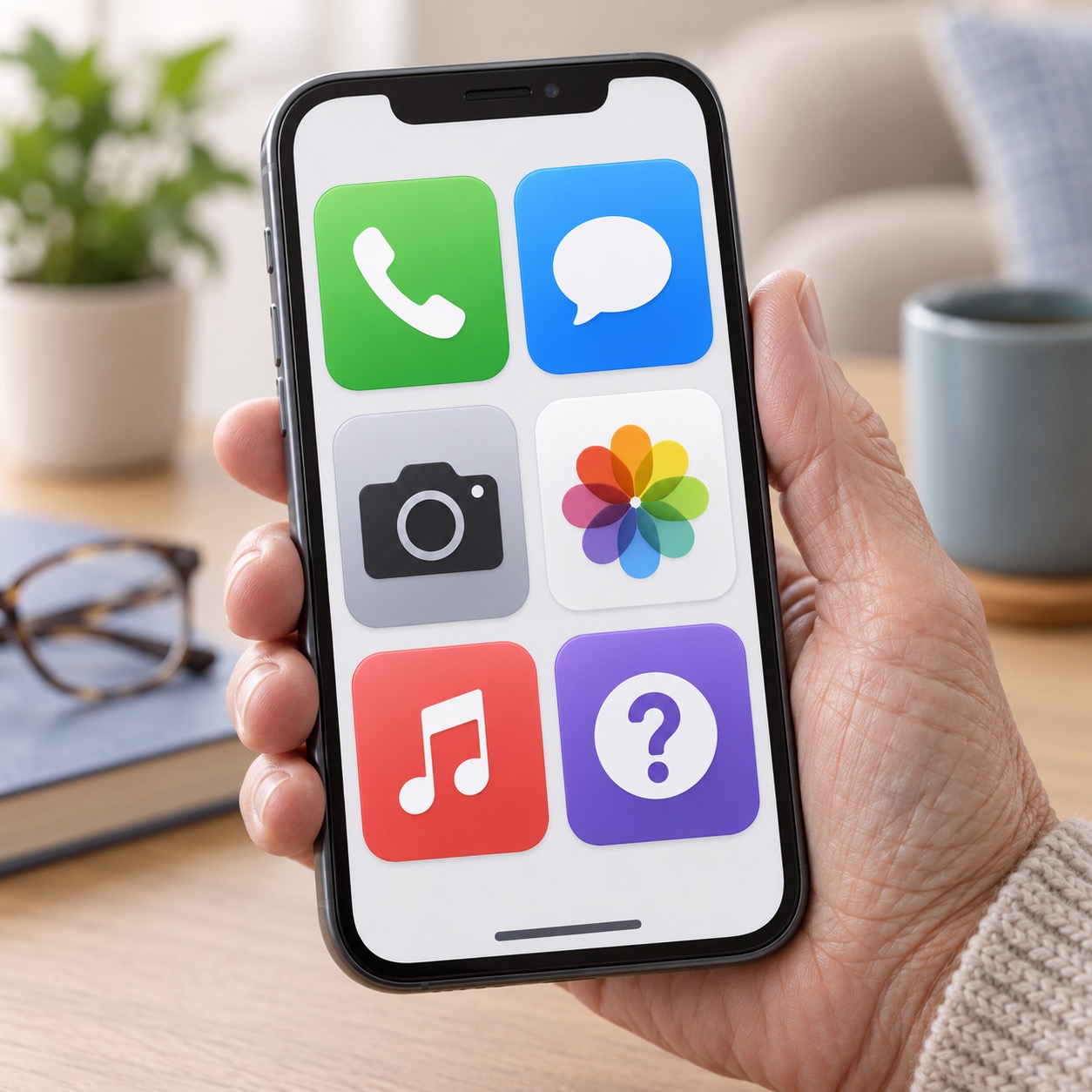 Generic phone with a simple large-icon layout