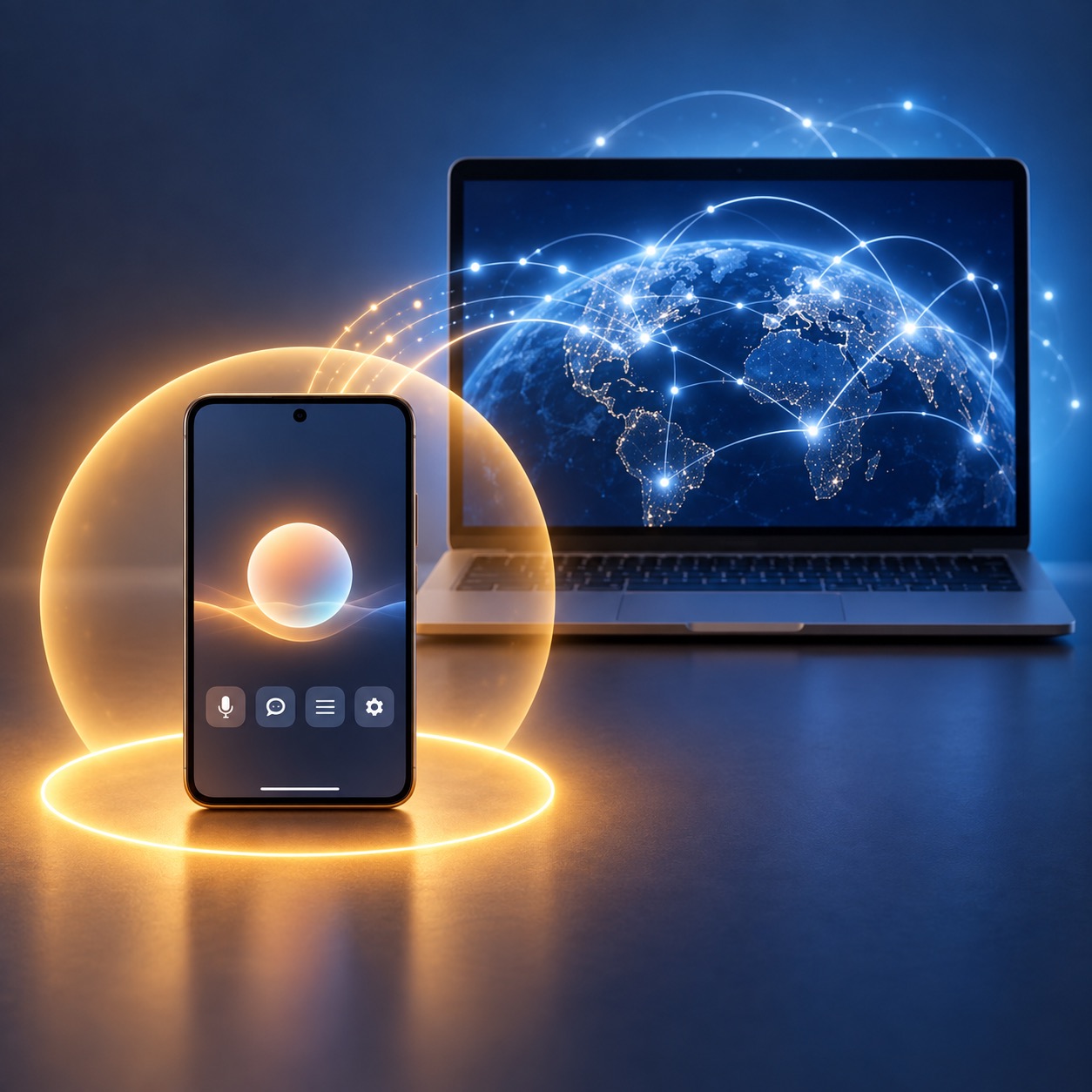 Generic front-facing devices showing AI task choices