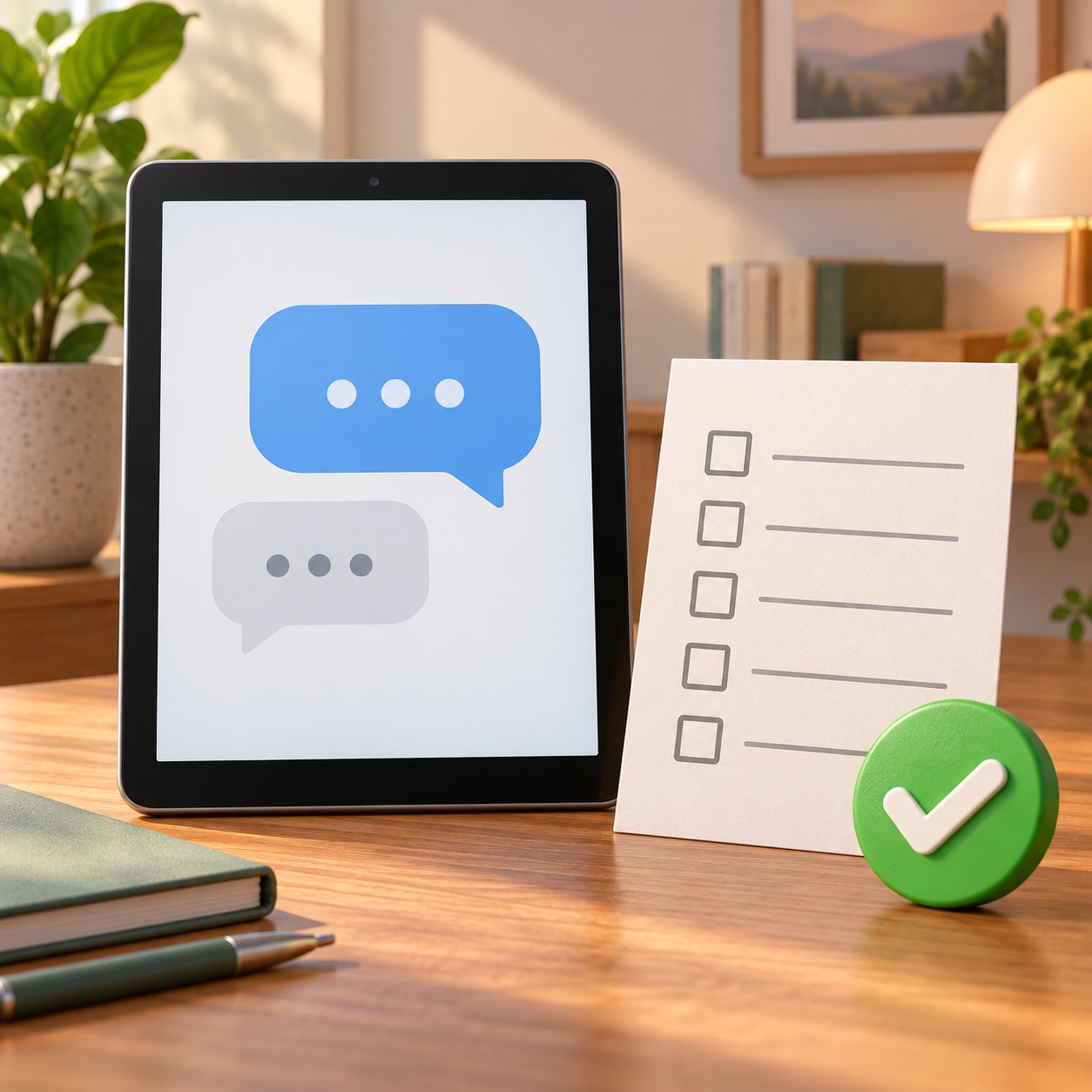 Generic tablet checklist for reviewing before acting