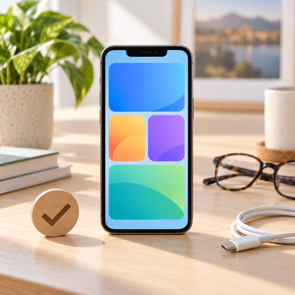 Completed setup on a generic front-facing new phone